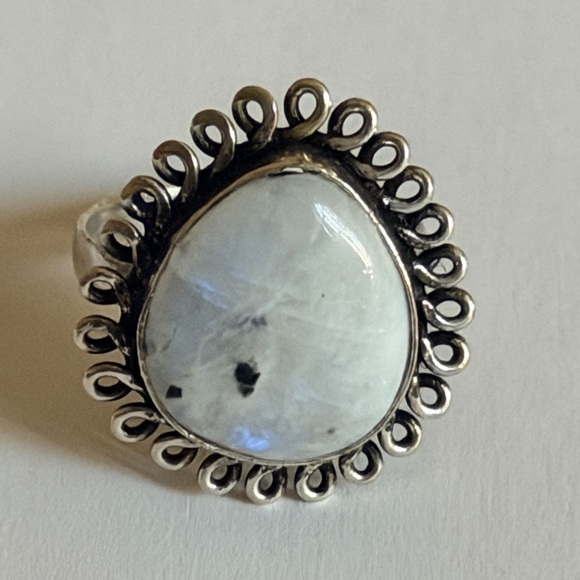 New 925 Sterling Silver Blue Flash Moonstone Uncommon Artisan Uncommon Ring - Picture 16 of 17